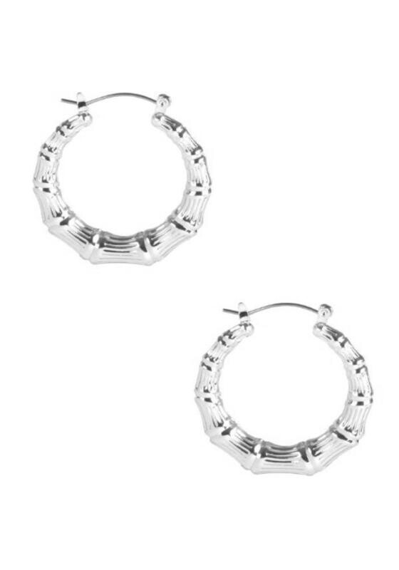 PE-3361   Metal Bamboo 35MM Hoop Earrings