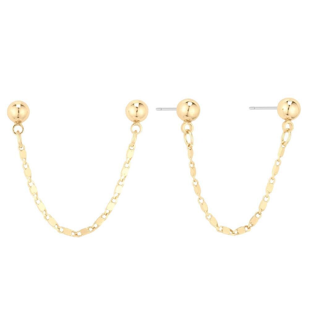 JE-1257   Metal Chain Double Post Earrings   Gold