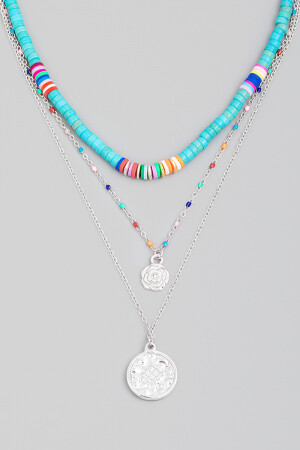 MMN8247   Flower Pendant Layered Necklace
