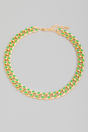 RN31050   Enamel Accent Curb Chain Necklace
