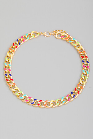 RN31050   Enamel Accent Curb Chain Necklace