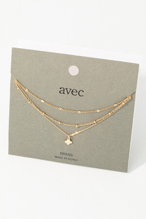 INC861   Dainty Chain Layered Clover Charm Necklace   
