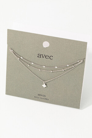 INC861   Dainty Chain Layered Clover Charm Necklace   