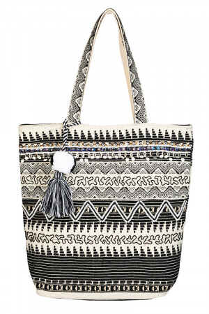 HB835   Boho Stripe Pattern Handmade Tote Bag