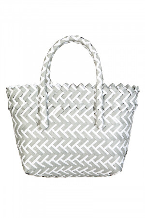 MMA8343   Multi Color Basket Weave Fashion Handbag, Color: Grey