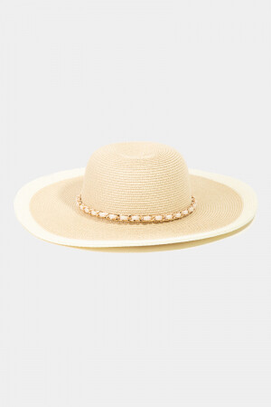 MMT8345   Braided Chain Band Strap Beach Sun Hat