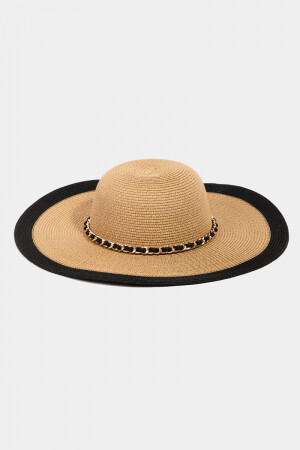 MMT8345   Braided Chain Band Strap Beach Sun Hat