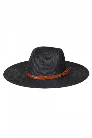 MMT8349   Woven Buckle Band Fedora Hat   , Color: Black