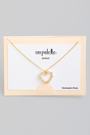 NF1012   Dainty Rhinestone Heart Cutout Pendant Necklace   Gold
