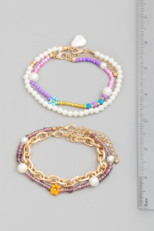 YB0733   Beaded Pearl Chain Bracelet Set