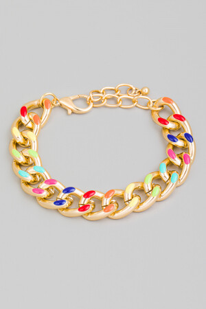 RB1340   Enamel Accent Curb Chain Bracelet