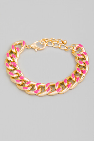 RB1340   Enamel Accent Curb Chain Bracelet