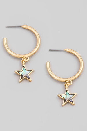 CE19476   Mini Star Drop Hoop Earrings
