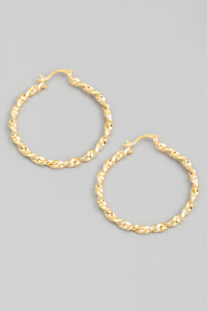 KE6118   Metallic Circle Twist Hoop Earrings
