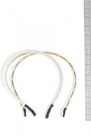 MMH8342   Clear Flower Beaded Headband Set