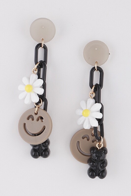 FE6158   Happy Charms Chain Earrings