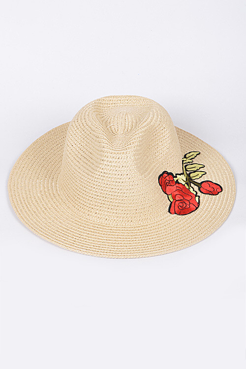 AMH1411   Lovely Red Rose Detailed Hat