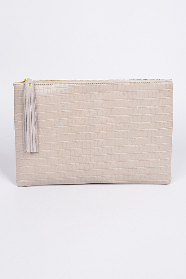 PPC7185   Shine Leather Clutch, Color: Beige