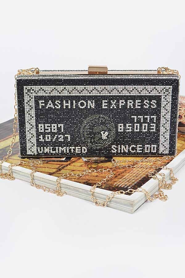 HPC3919   Rhinestone Credit Card Clutch, Color: Black