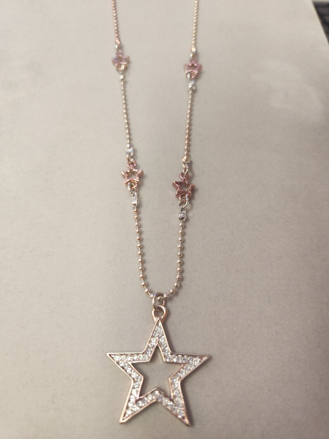Rhinestone and Rose Gold Star Necklace