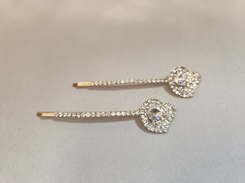 YBR-1581   Rhinestone Heart Clip