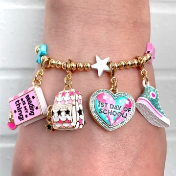 Charm It!   Gold Bead Multi Star Stretch Bracelet