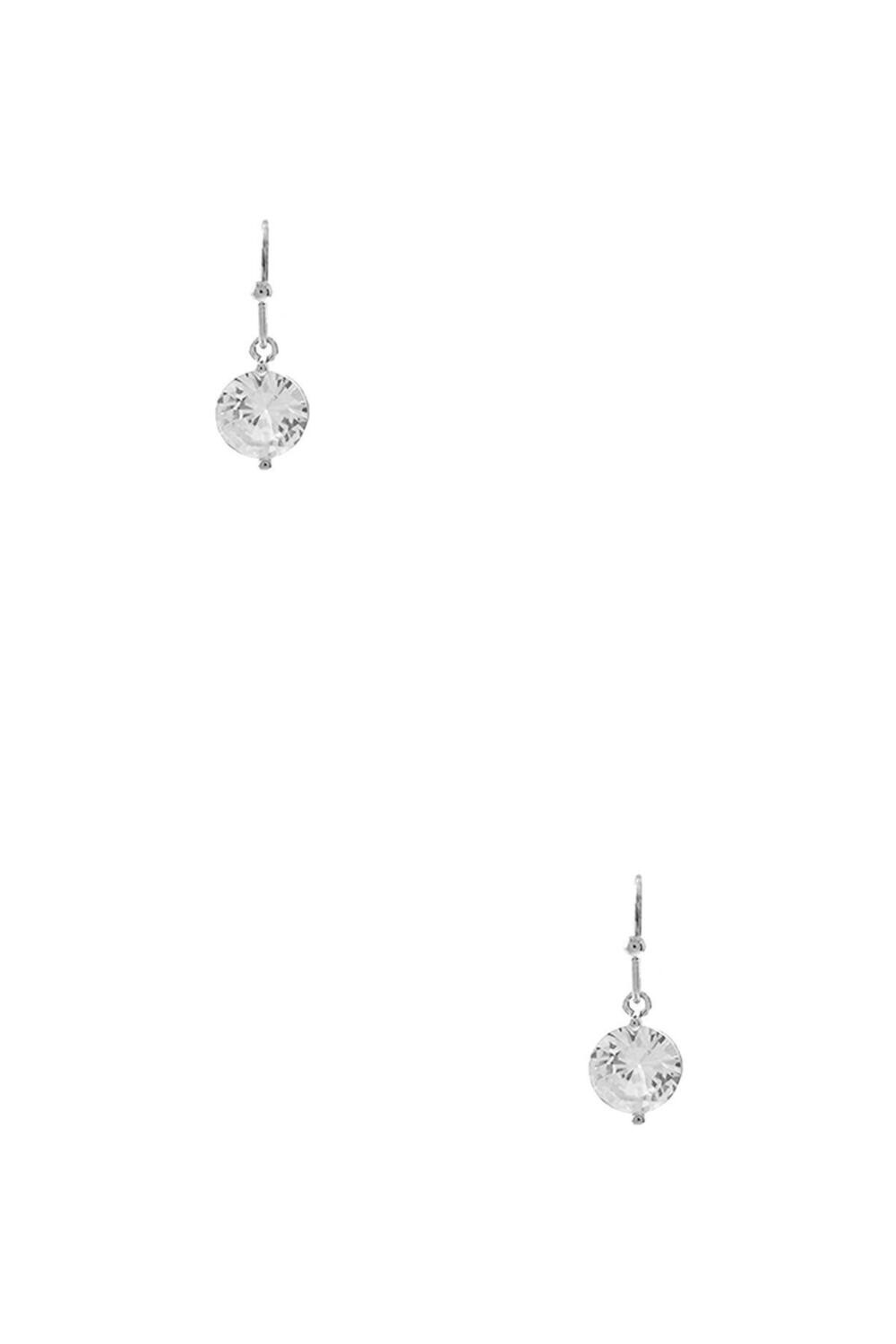27789   Crystal Round Dangle Earring   Silver