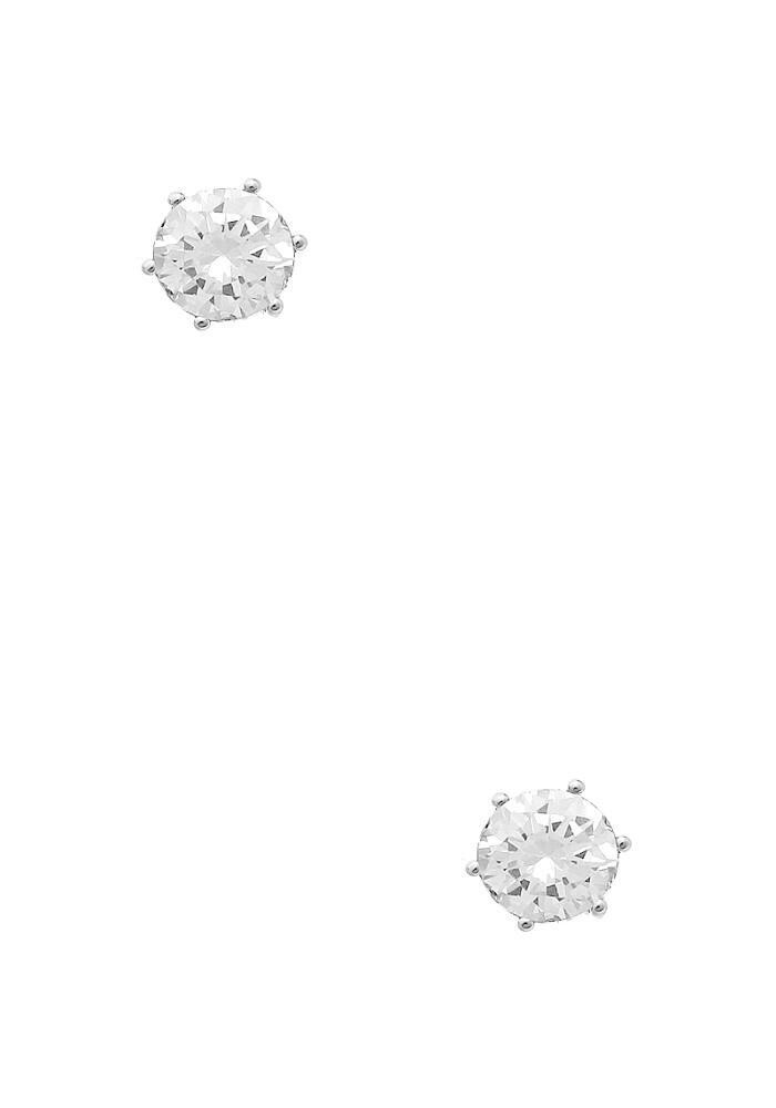 E-303   Fashion 8MM Crystal Stud Earring   Silver