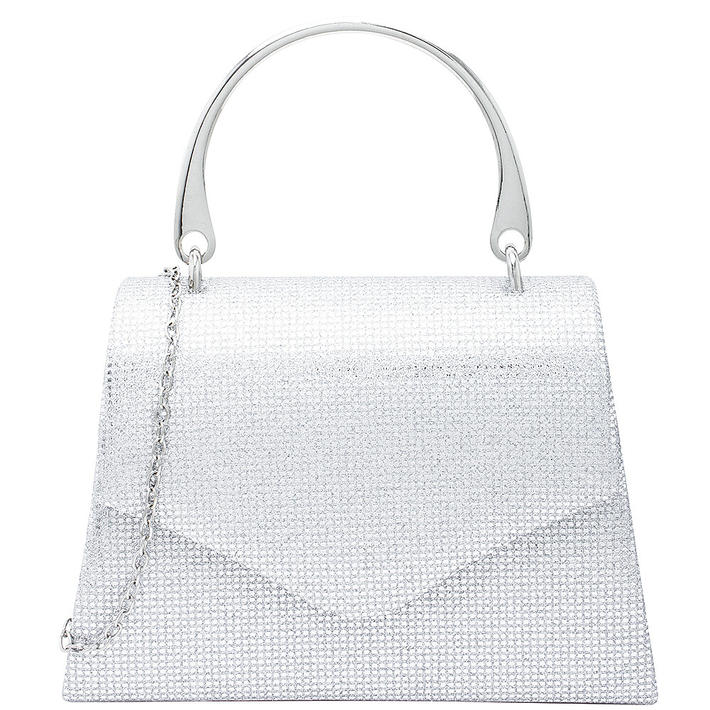 JBA1-0012   Chic Texture All Over Handle Crossbody Bag   Silver