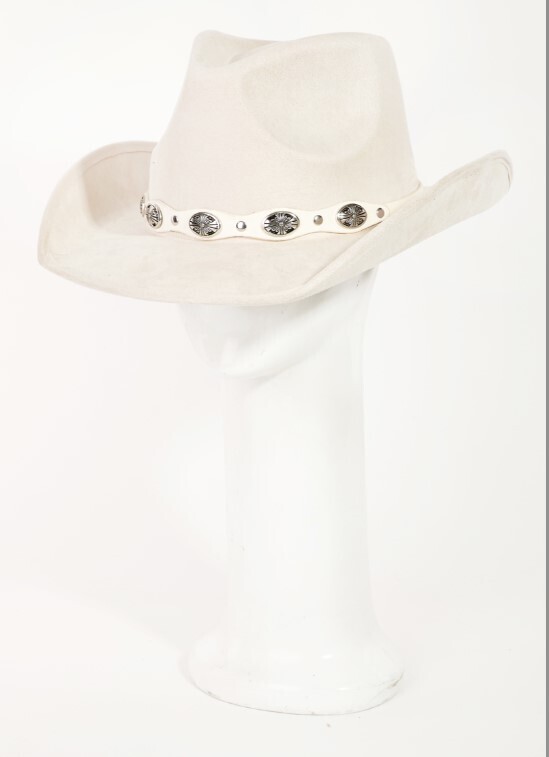 MMT8251 Cowboy Hat with Buckle, Color: Ivory