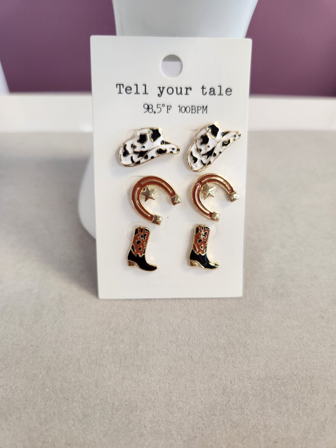 EE3863G Western 3 Pair Earrings