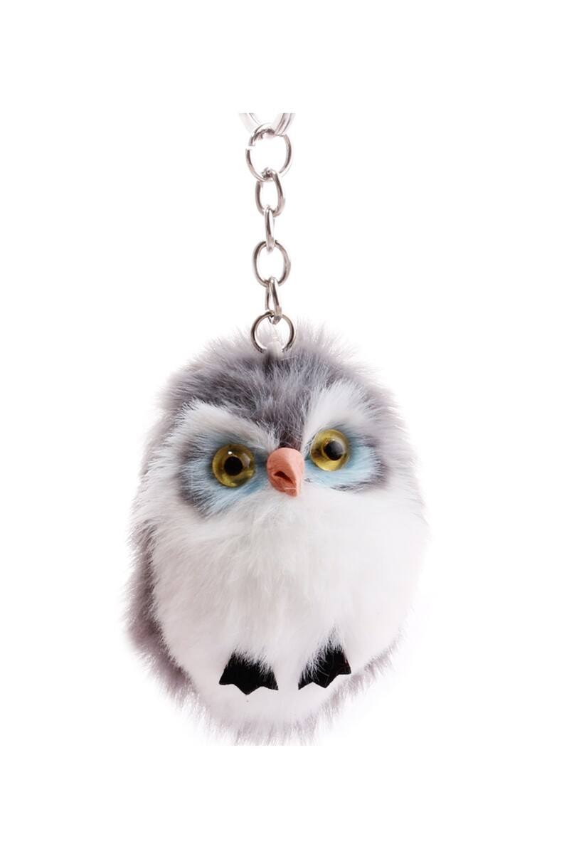K1303 Owl Keychain Grey