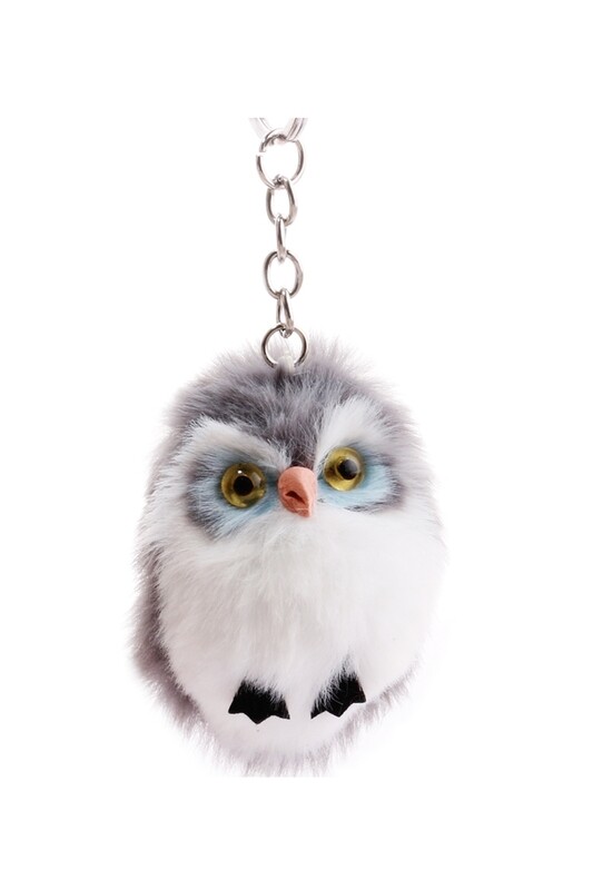 K1303 Owl Keychain Grey