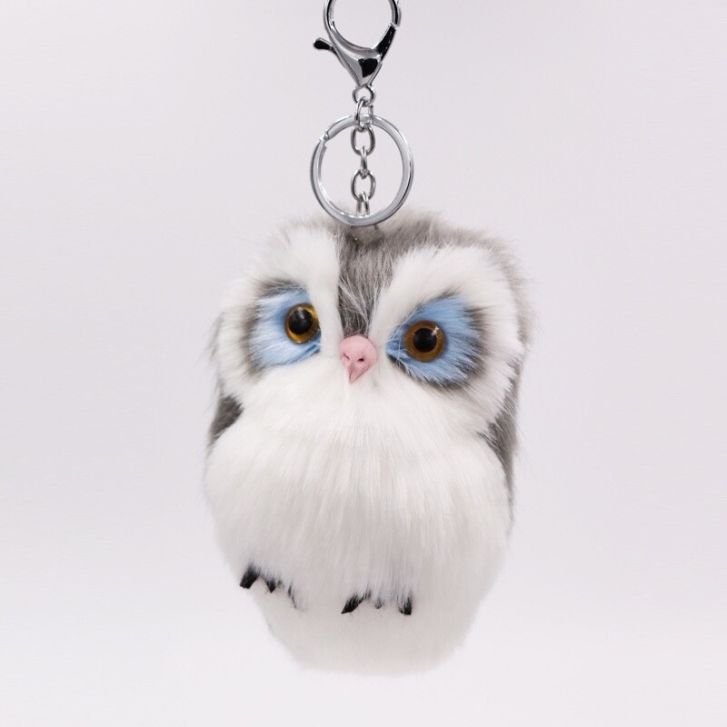 K1303 Owl Keychain Grey