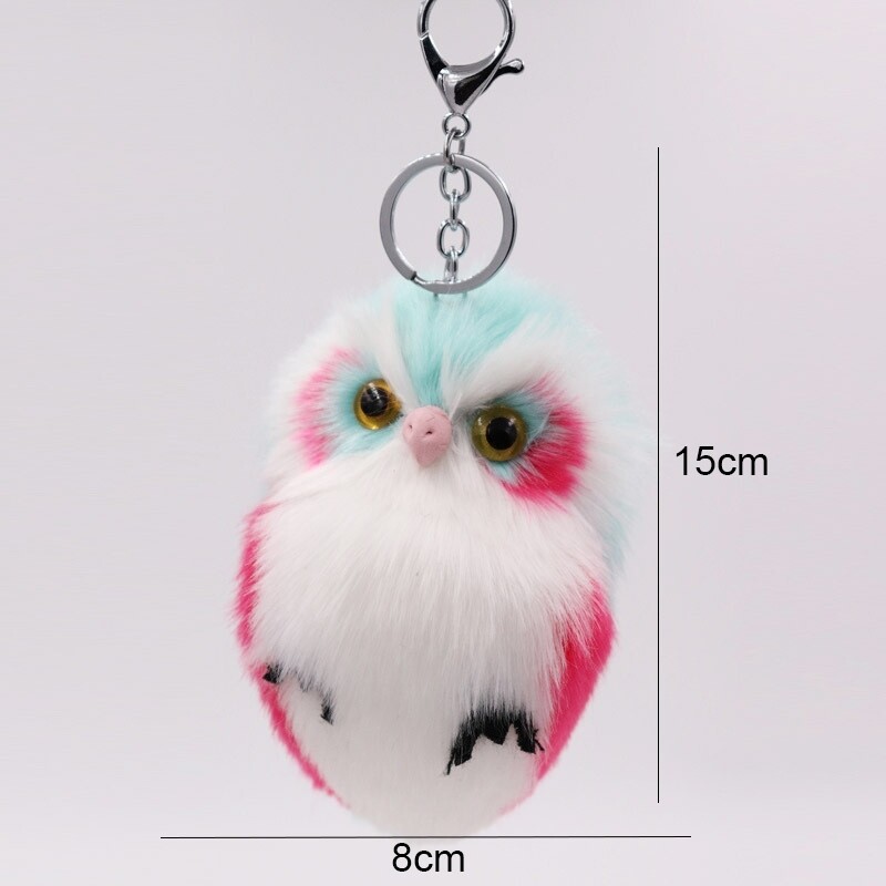 K1303 Owl Keychain Green-Pink