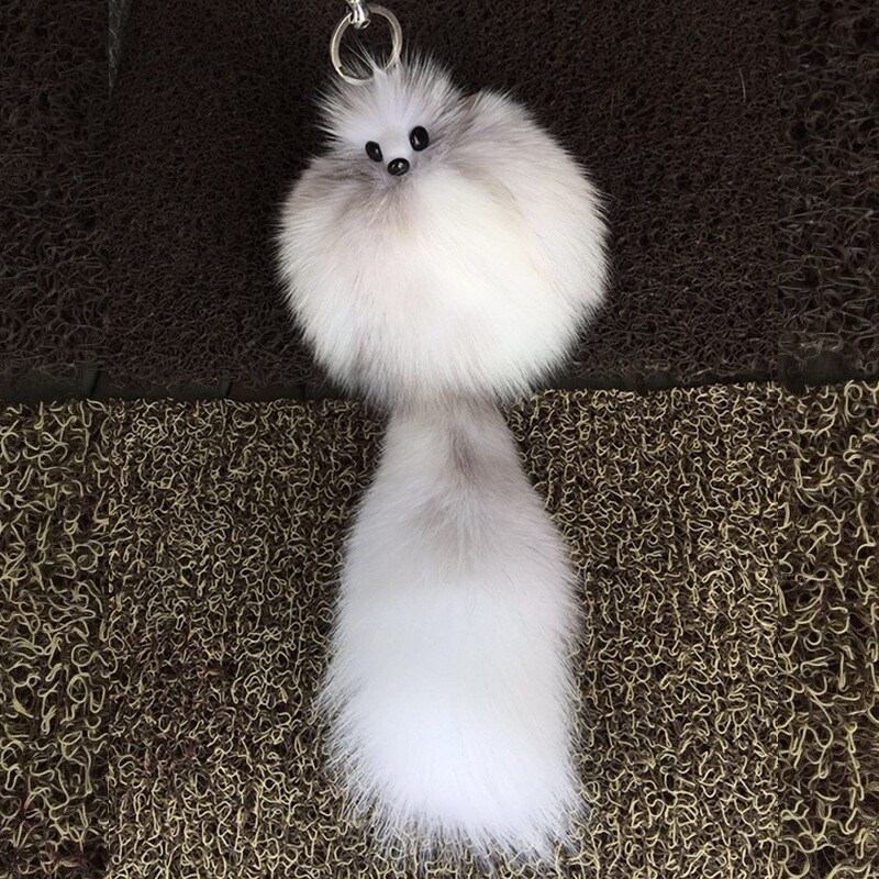 K1299 Fox Plush Keychain White