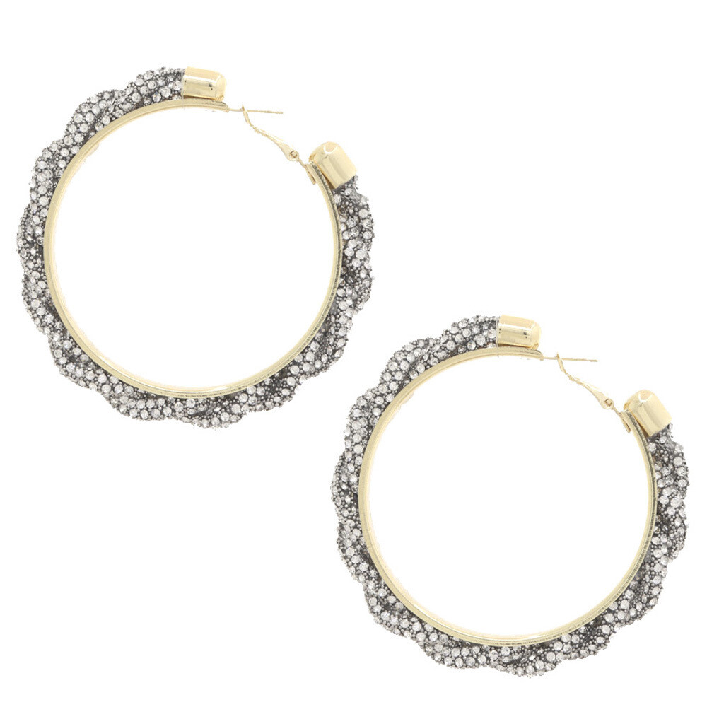 ME-04 Rhinestone Rope Earrings Crystal