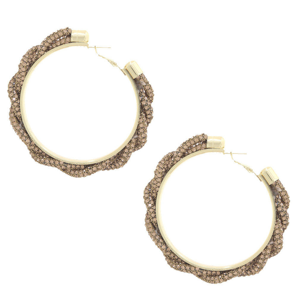 ME-04 Rhinestone Rope Earrings Lctopaz