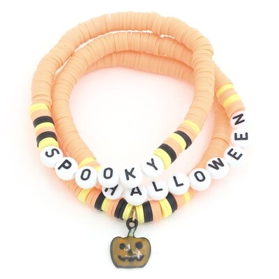 84369H Happy Halloween Pumpkin Bracelet Set