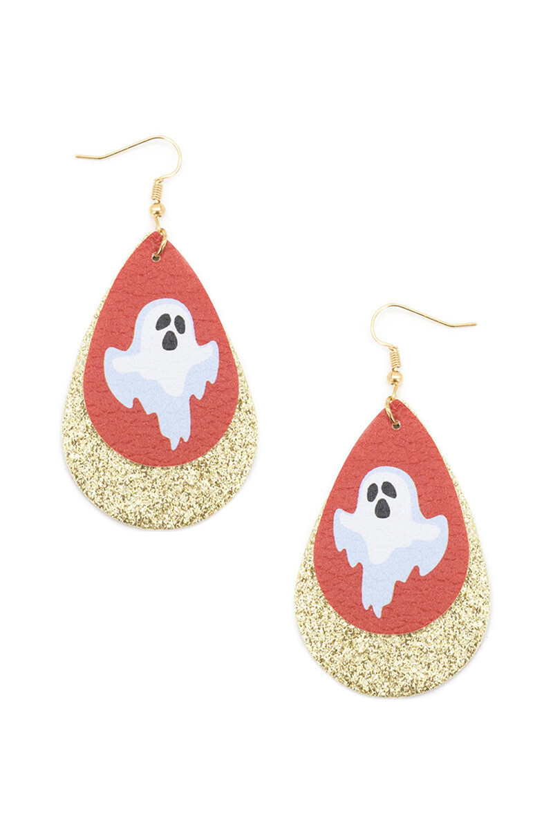 13-4409  Two Tone Ghost Teardrop Earrings
