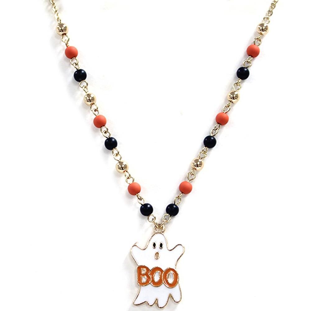 TN-9133 Halloween Ghost Beaded Necklace