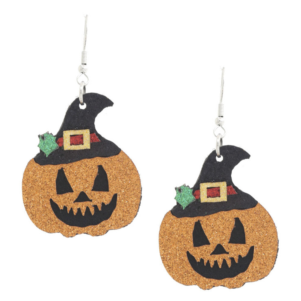 28278H Halloween Glitter Pumpkin Earrings