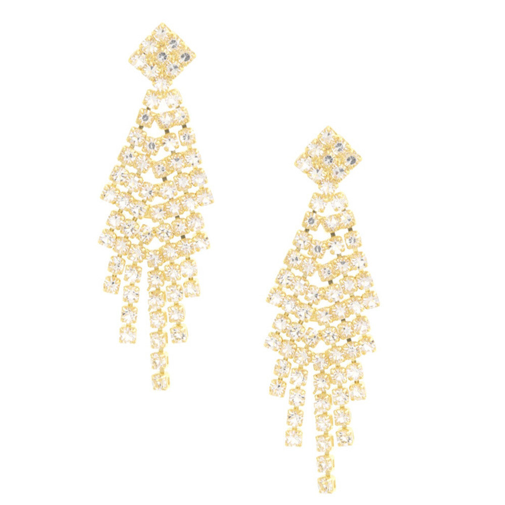E-6577 Rhinestone Dangle Earring Gold