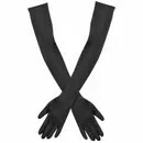 16BLBK 23in Opera Length Satin Gloves Gatsby Black