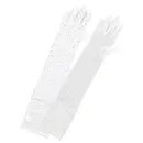 GLO210BK Mesh Rhinestone Above Elbow Length Gloves White