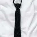 St-204247 Rhinestone Tie Necklace Black