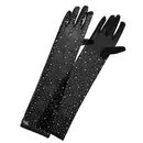 GLO210BK Mesh Rhinestone Above Elbow Length Gloves Black