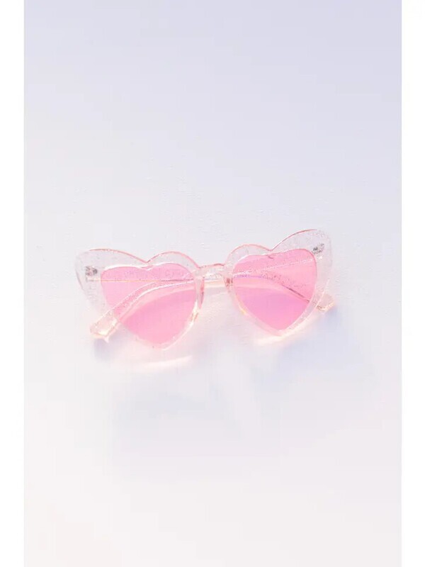 HEARTEYES-B Glitter Heart Sunglasses Pink