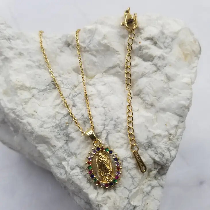 Virgin Mary Religious Necklace - Gold Plated