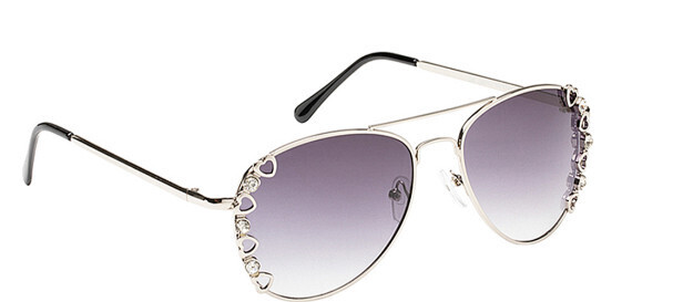 RS-13193 Fashion Crystal Metal Heart Aviator Sunglasses